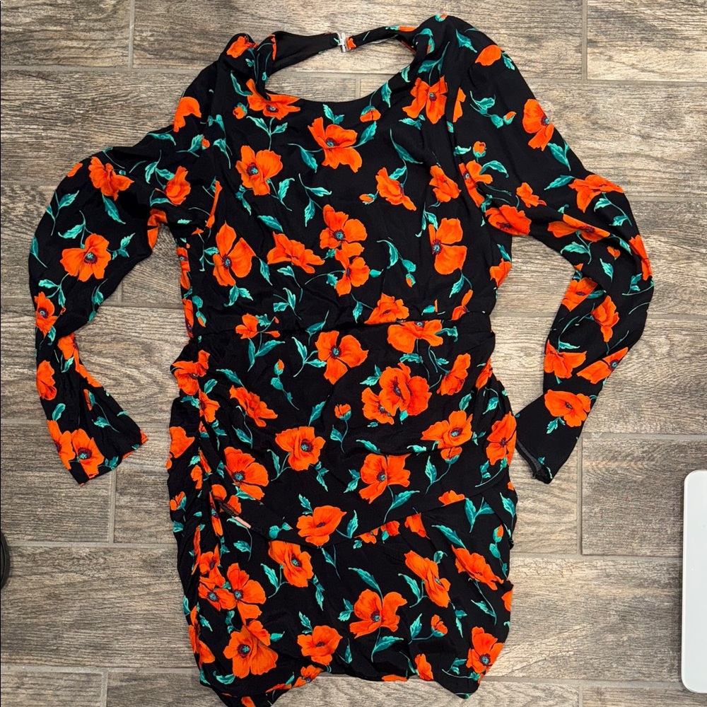 Zara Black & Red floral Dress with open back